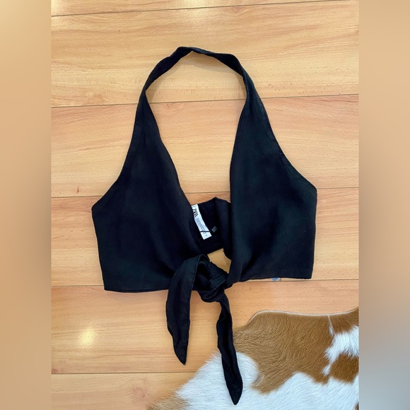 NWT! Zara Linen Halter Top in Black | Size XS - Picture 6 of 14